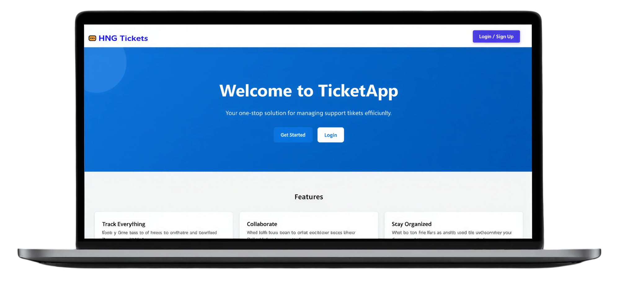 ticket app react image on a laptop