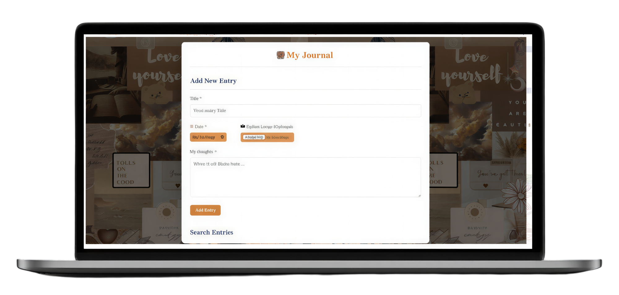 journal app image on a laptop